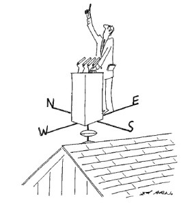 கருணாநிதி நீதி: காற்றுள்ள போதே தூற்றிக் கொள் (அல்லது) தூற்று. இன்னொரு சுற்று வரும்போது மாற்றிக் கொள்ளலாம். மேலதிகமாகச் சுற்று வரும்போதும் மாற்றிக் கொண்டேயிருக்கலாம். யாருக்கும் நினைவிருக்காது, கவலை வேண்டாம். (இது இன்னொரு ந்யூயார்க்கர் கேலிச்சித்திரம்)